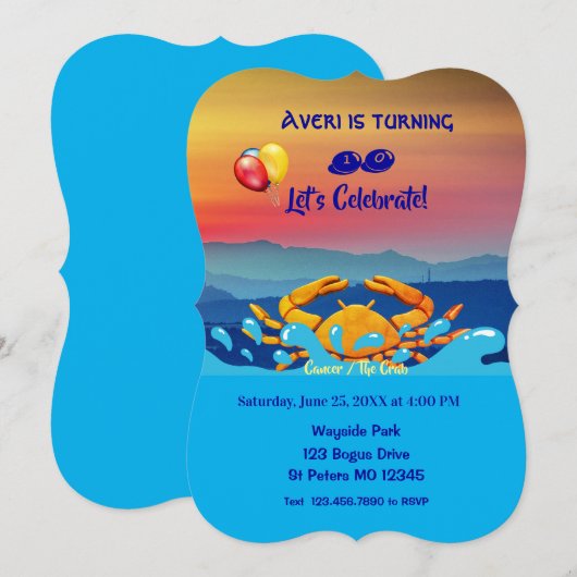 蟹座（6月21日 – 7月22日） 招待状 (正面/裏面)