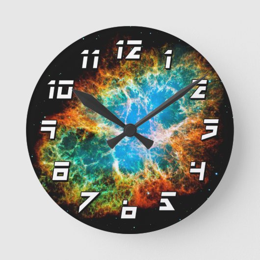 蟹星雲の超新星の残りのハッブルの宇宙の写真 ラウンド壁時計 (正面)