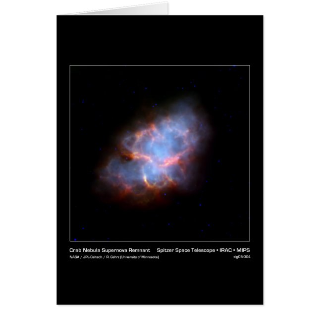 蟹星雲の超新星の残り-遠いSpitzerの宇宙 (正面)