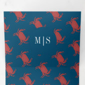 蟹焼きが海産物航海のビーチ結婚ズ 三つ折り招待状 (内部最初)