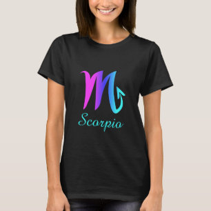 蠍座のピンクの紫色の青い占星術の印 Tシャツ