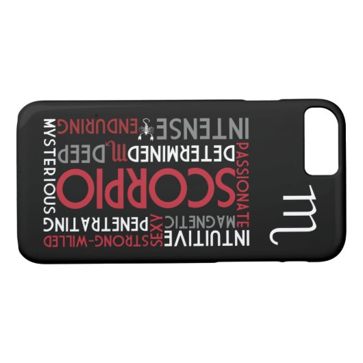 蠍座の占星術の単語のコラージュのiPhone 7の場合 Case-Mate iPhoneケース (裏面(横))