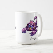 蠍座の天体十二星座マグカップ - ピンクのサソリの芸術 コーヒーマグカップ (正面右)