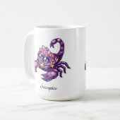 蠍座の天体十二星座マグカップ - ピンクのサソリの芸術 コーヒーマグカップ (正面左)