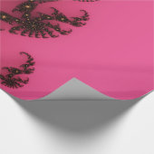 蠍座の尾、フラクタルの芸術-ピンクの金ゴールドの黒 ラッピングペーパー (角)