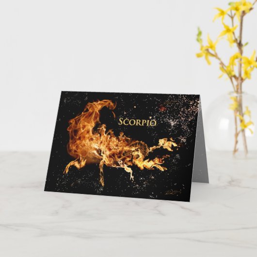 蠍座の挨拶状- (占星術の)十二宮図の記号 カード (黄色い花)