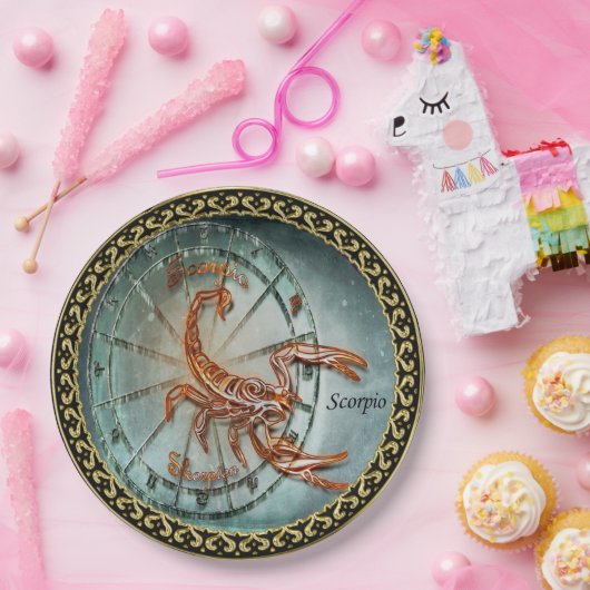 蠍座の(占星術の)十二宮図の占星術のデザイン ペーパープレート (パーティー)