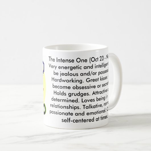 蠍座の(占星術の)十二宮図の印のマグ コーヒーマグカップ (正面右)