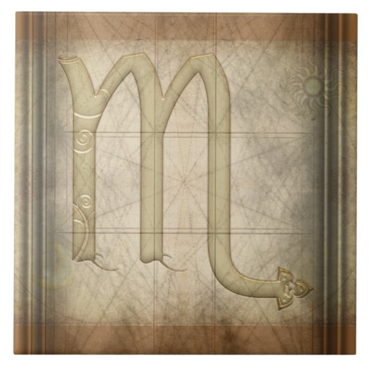 蠍座の(占星術の)十二宮図の印 タイル (正面)