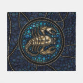 蠍座の(占星術の)十二宮図の点の芸術のスタイルのアワビの金ゴールド フリースブランケット (正面(横))