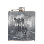 蠍座の(占星術の)十二宮図は動揺してな鋼鉄装飾に署名します フラスク (正面)