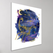 蠍座の〔占星術の〕十二宮図カスタム誕生日 箔ポスター (レイダウン)