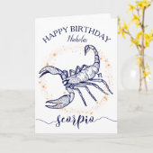 蠍座の(占星術の)十二宮図海軍金ゴールドのモノクロバースデー・カード カード (黄色い花)