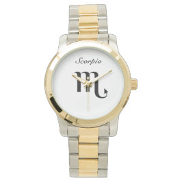 蠍座の〔占星術の〕十二宮図記号。メンズが見る。 腕時計