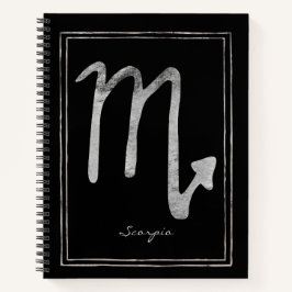 蠍座を打ち付けた銀の様式星占いのシンボル ノートブック