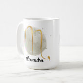 蠍座カスタマイズ可能な水色〔占星術の〕十二宮図デザイン コーヒーマグカップ (正面左)