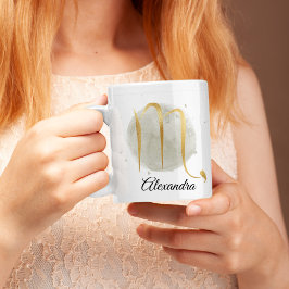 蠍座カスタマイズ可能な水色〔占星術の〕十二宮図デザイン コーヒーマグカップ