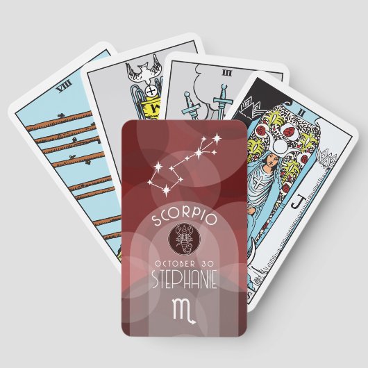 蠍座カスタム誕生日-〔占星術の〕十二宮図-モダンデザイン トランプ (裏面)