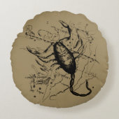 蠍座コンステレーションヘベリアス1690版木、銅版、版画 ラウンドクッション (正面)