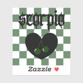 蠍座ゴシック市松模様にさくらんぼ シール