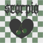 蠍座ゴシック市松模様にさくらんぼ シール (正面)