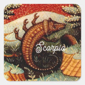 蠍座ザスコーピオン〔占星術の〕十二宮図サイン誕生日 スクエアシール (正面)