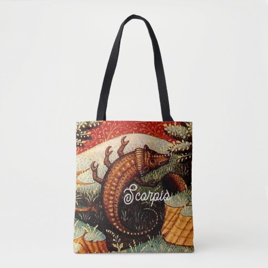 蠍座ザスコーピオン〔占星術の〕十二宮図サイン誕生日 トートバッグ (正面)