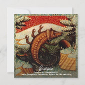 蠍座ザスコーピオン〔占星術の〕十二宮図サイン誕生日 招待状 (正面)