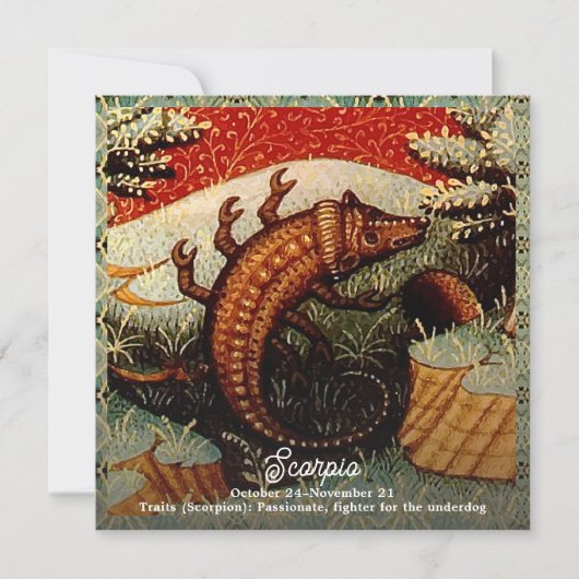 蠍座ザスコーピオン〔占星術の〕十二宮図サイン誕生日 招待状 (正面)