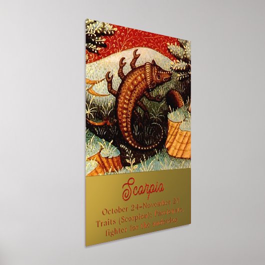 蠍座ザスコーピオン〔占星術の〕十二宮図サイン誕生日 箔ポスター (レイダウン)