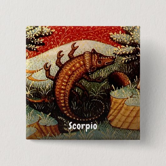 蠍座ザスコーピオン〔占星術の〕十二宮図サイン誕生日 缶バッジ (正面)