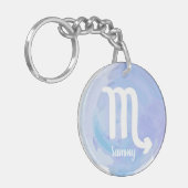 蠍座パーソナライズされた水彩〔占星術の〕十二宮図標識 キーホルダー (正面左)