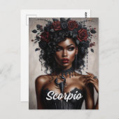 蠍座ブラックウーマンスコーピオンゴシックアート ポストカード (正面/裏面)