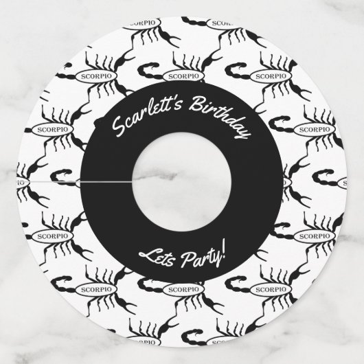 蠍座ブラックスコーピオンスターサインカスタムー ワイングラスタグ (正面)