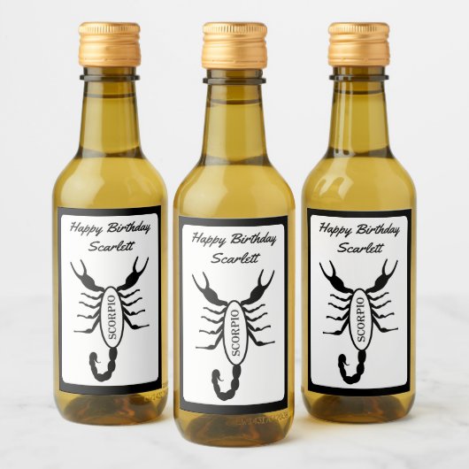 蠍座ブラックスコーピオンスターサインカスタムー ワインラベル (ボトル)