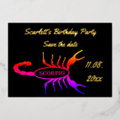蠍座ブラックスコーピオンスターサインカスタム誕生日 箔シーズンカード (正面)