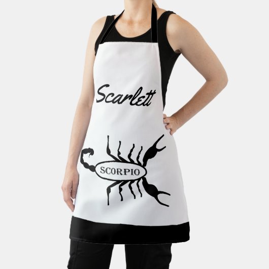 蠍座ブラックスコーピオンスターサイン名前をカスタムする エプロン (インサイチュ)