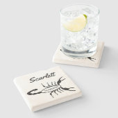 蠍座ブラックスコーピオンスターサイン名前をカスタムする ストーンコースター (横)