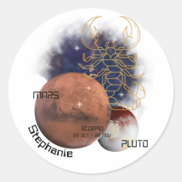 蠍座モノグラム〔占星術の〕十二宮図宇宙惑星クール ユニーク ラウンドシール