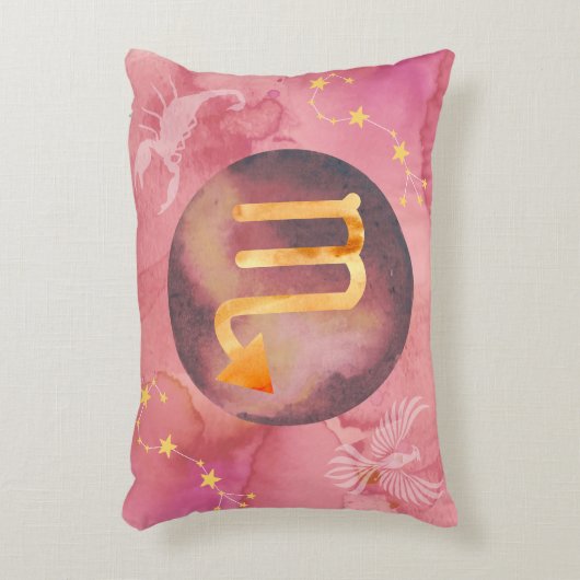 蠍座レッドウォーター星占い〔占星術の〕十二宮図標識 アクセントクッション (正面(垂直))