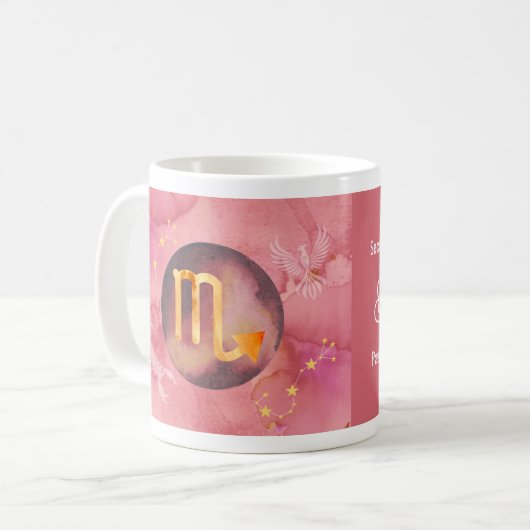 蠍座レッドウォーター色星占い〔占星術の〕十二宮図サインマググ コーヒーマグカップ (正面左)