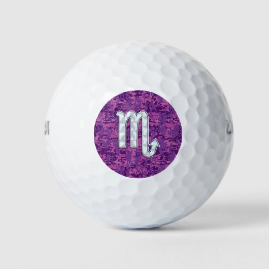 蠍座占星術サインオンピンクデジタル迷彩柄 ゴルフボール (正面)