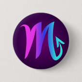蠍座占星術サインピンクブルーアクアパープル 缶バッジ (正面)