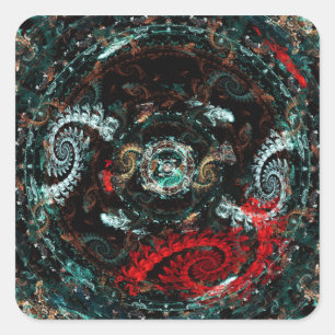 蠍座抽象芸術フラクタルアートワーク スクエアシール