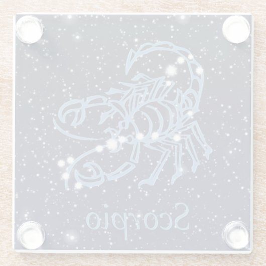 蠍座星座と星付き〔占星術の〕十二宮図サイン ガラスコースター (裏面)