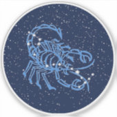 蠍座星座と星付き〔占星術の〕十二宮図サイン シール (正面)