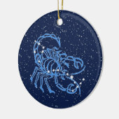 蠍座星座と〔占星術の〕十二宮図サイン（星あり） セラミックオーナメント (左)