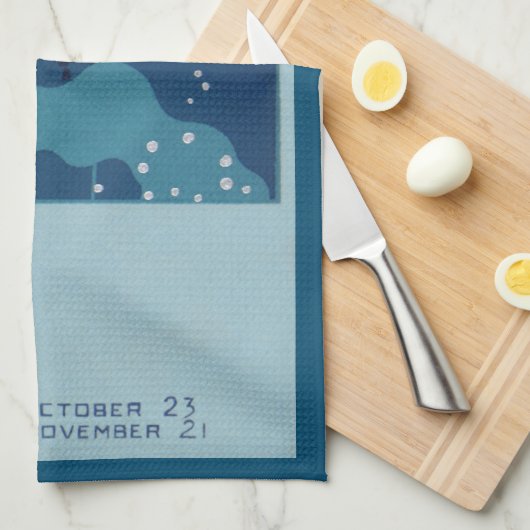 蠍座星座、ヴィンテージ〔占星術の〕十二宮図占星術 キッチンタオル (四つ折り)