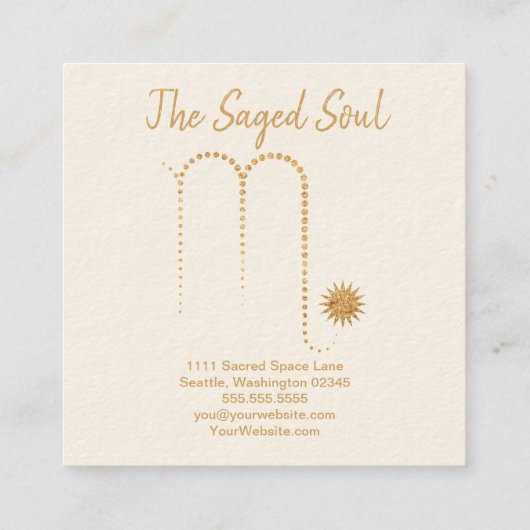 蠍座金ゴールドスパークルスクエア名刺 スクエア名刺 (裏面)