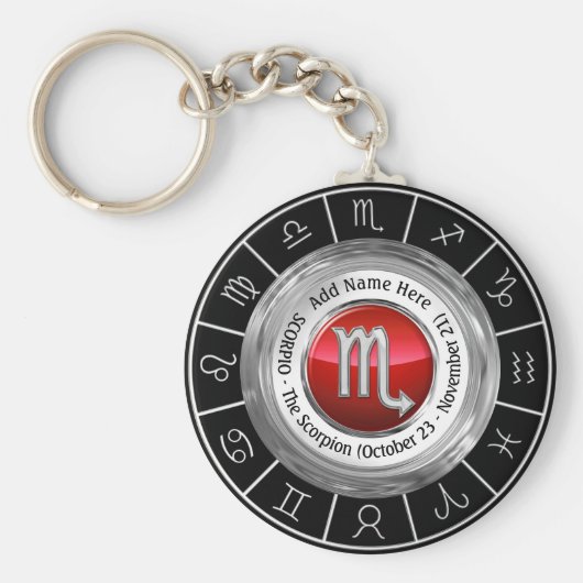 蠍座 – ザスコーピオン〔占星術の〕十二宮図標識 キーホルダー (正面)
